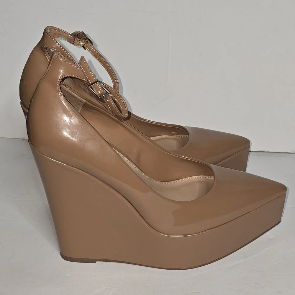 Steve Madden Platforms Women's Ladonna Tan Khaki Wedge Heels Size 9.5
